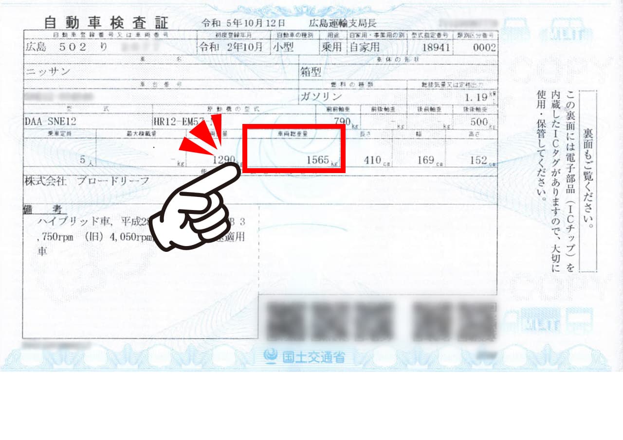 IC自動車検査証