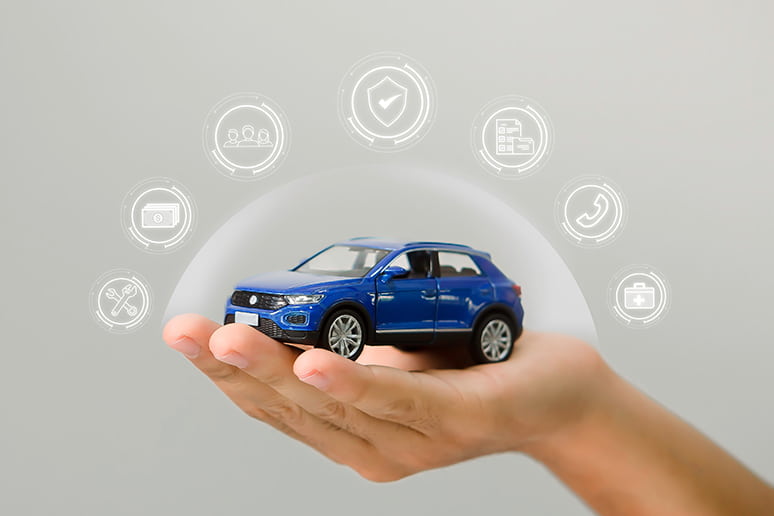 ミニカーを手に乗せている画像